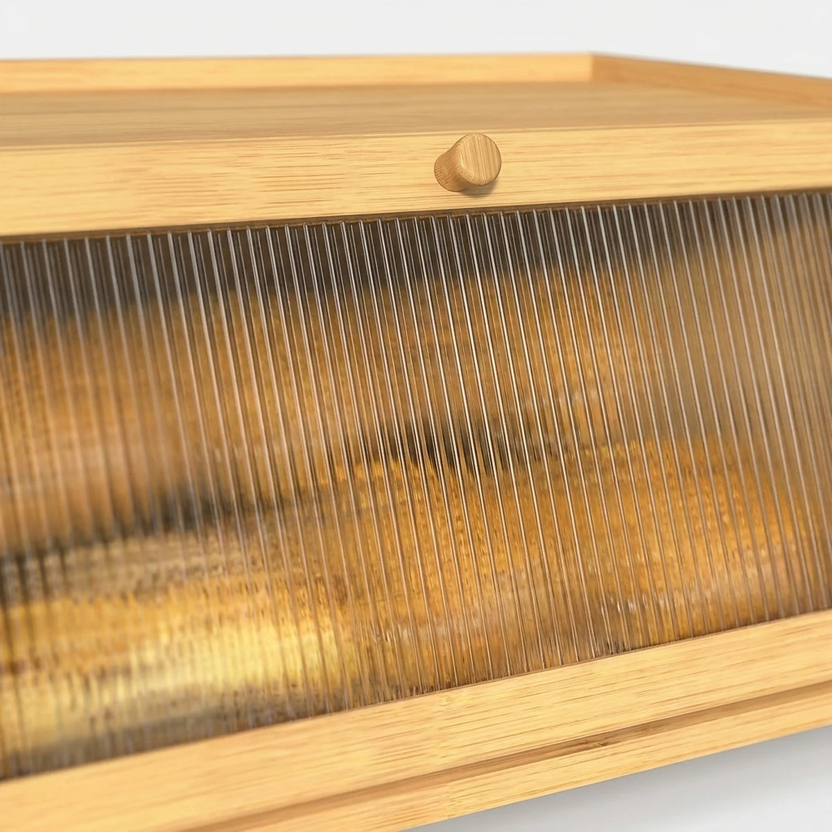Single Tier Farmhouse Bamboo Bread Box for Kitchen Countertop