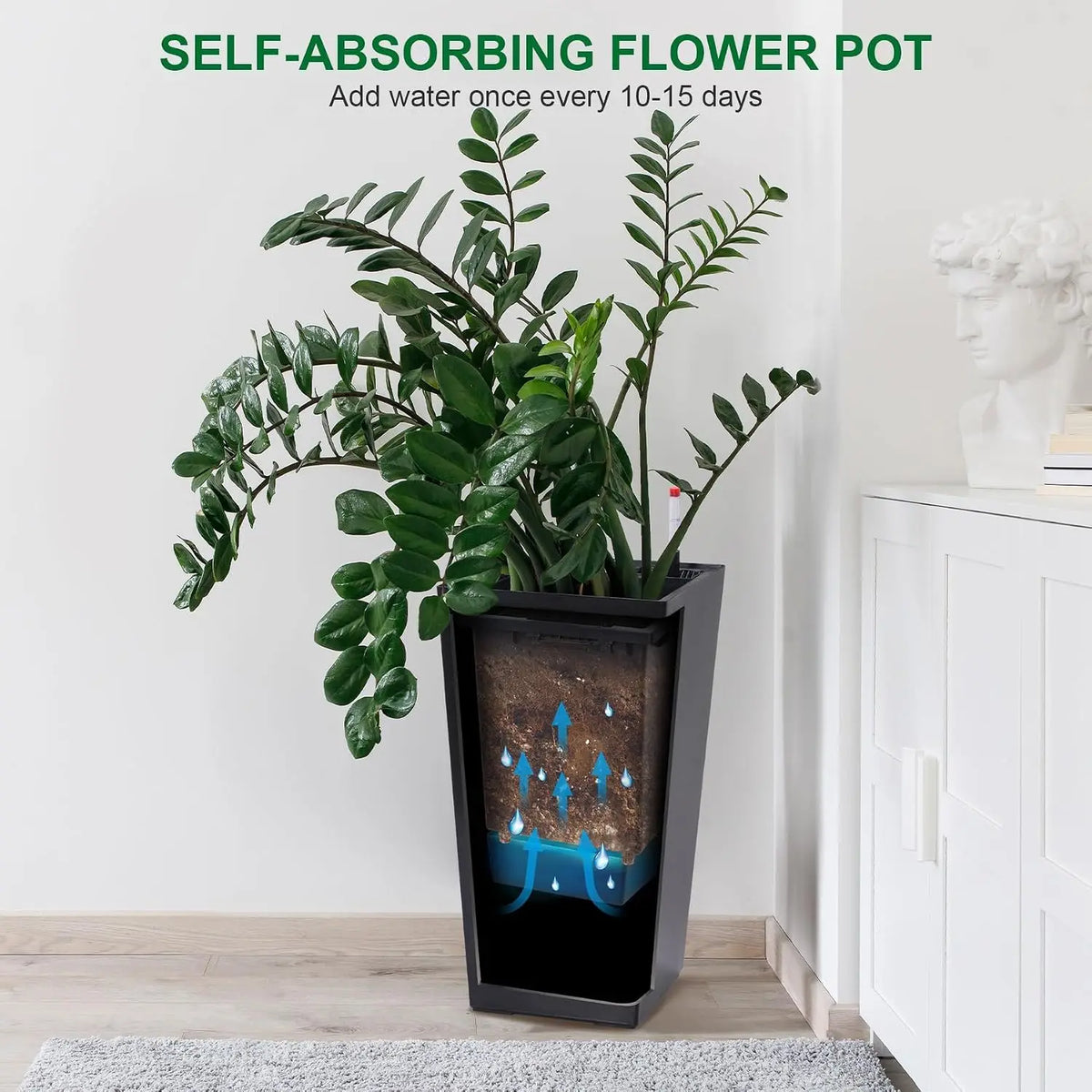 TWISTER.CK Self Watering Planters With Drainage For Indoor Outdoor Use