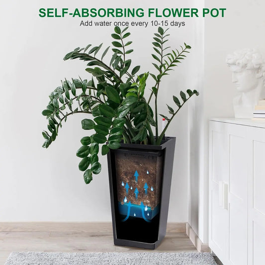 TWISTER.CK Self Watering Planters With Drainage For Indoor Outdoor Use