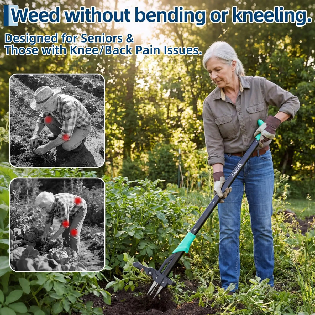 Long Handle Stand Up Weed Puller With Easy Eject Foot Pedal