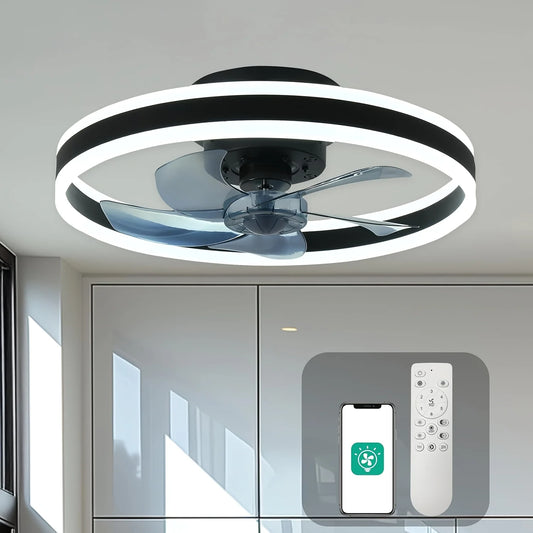 Orison Modern Flush Mount Ceiling Fan With Dimmable LED Remote