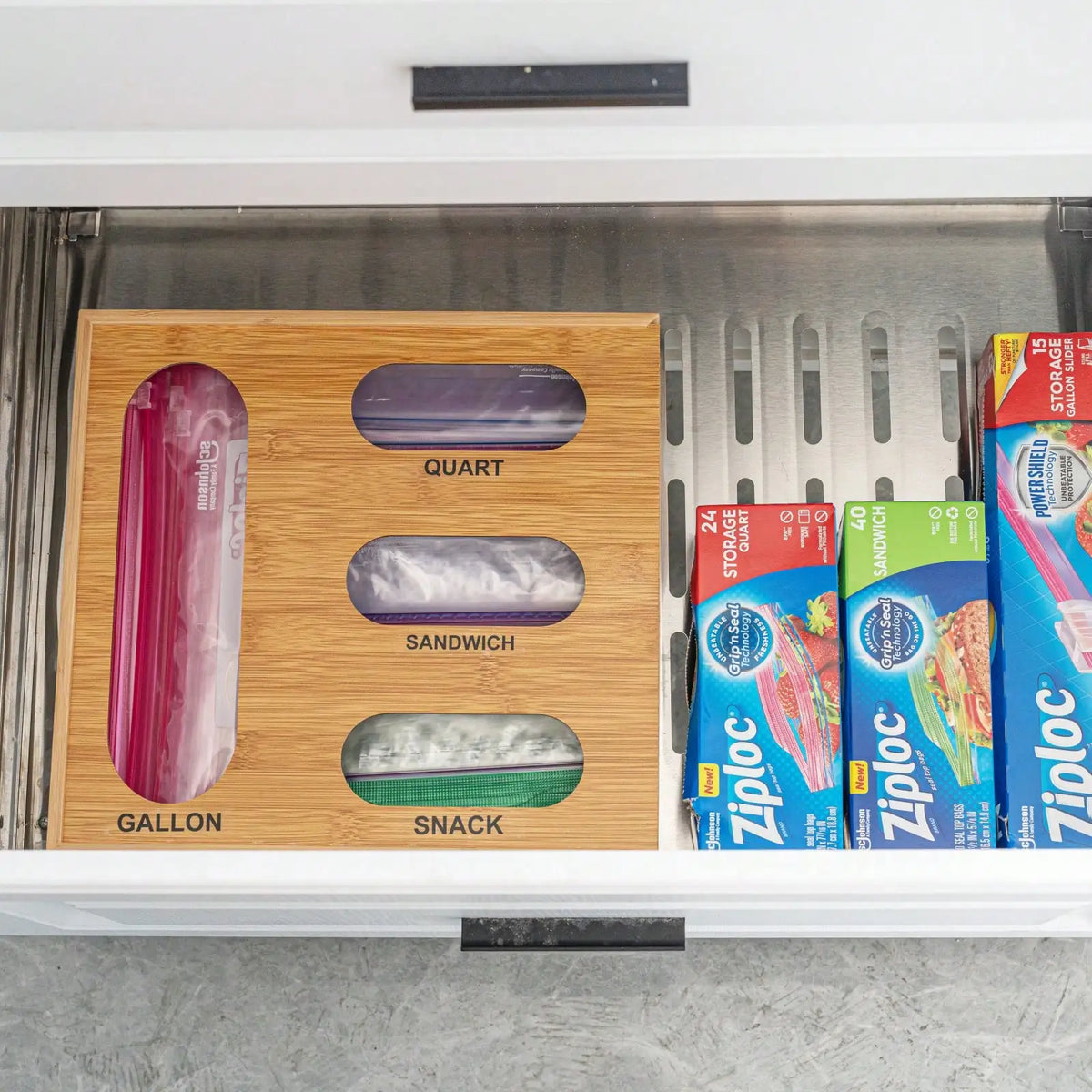 Elegant Bamboo Ziplock Bag Slider Storage Organizer