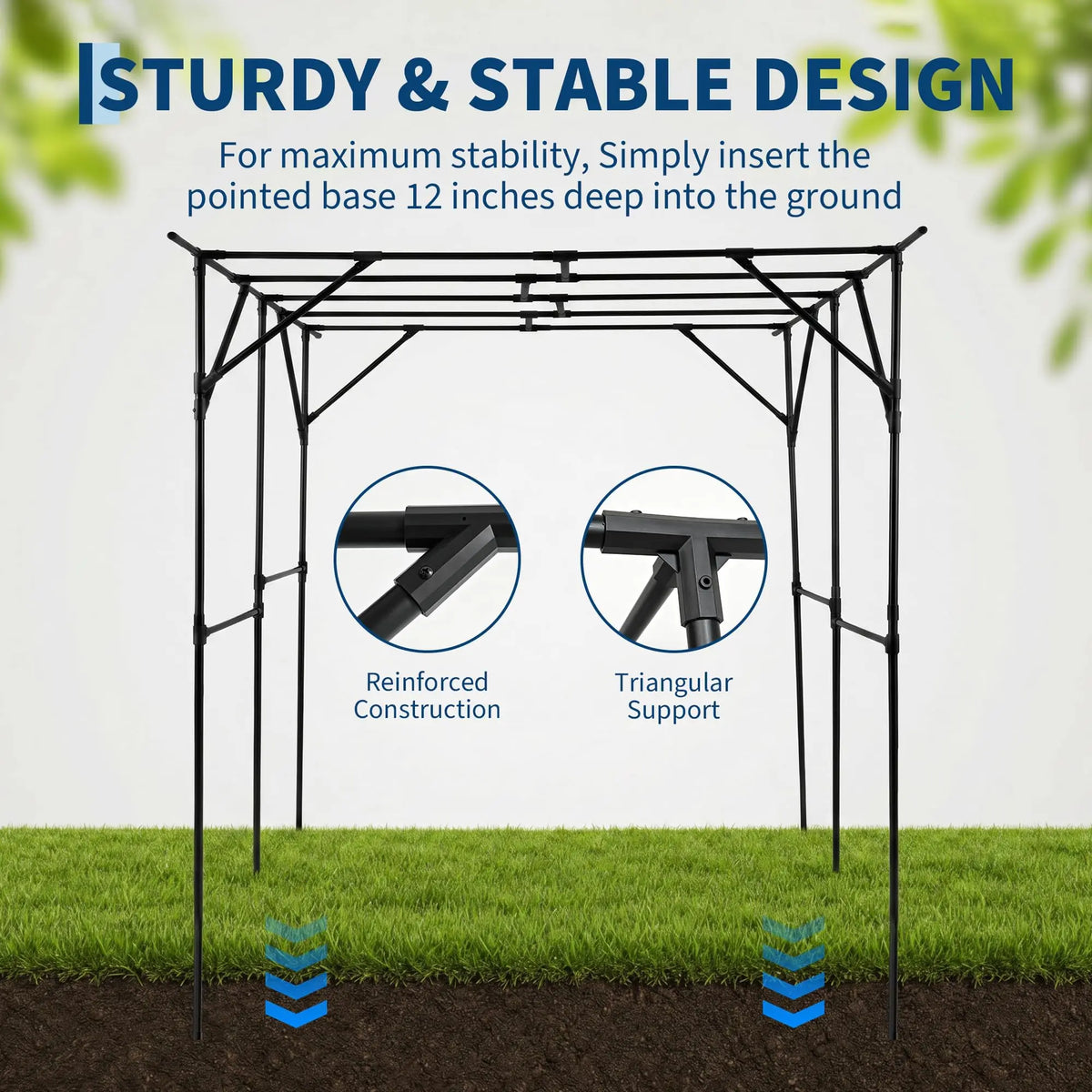 HiMISS Metal Garden Arch Trellis With Netting For Climbing Plants