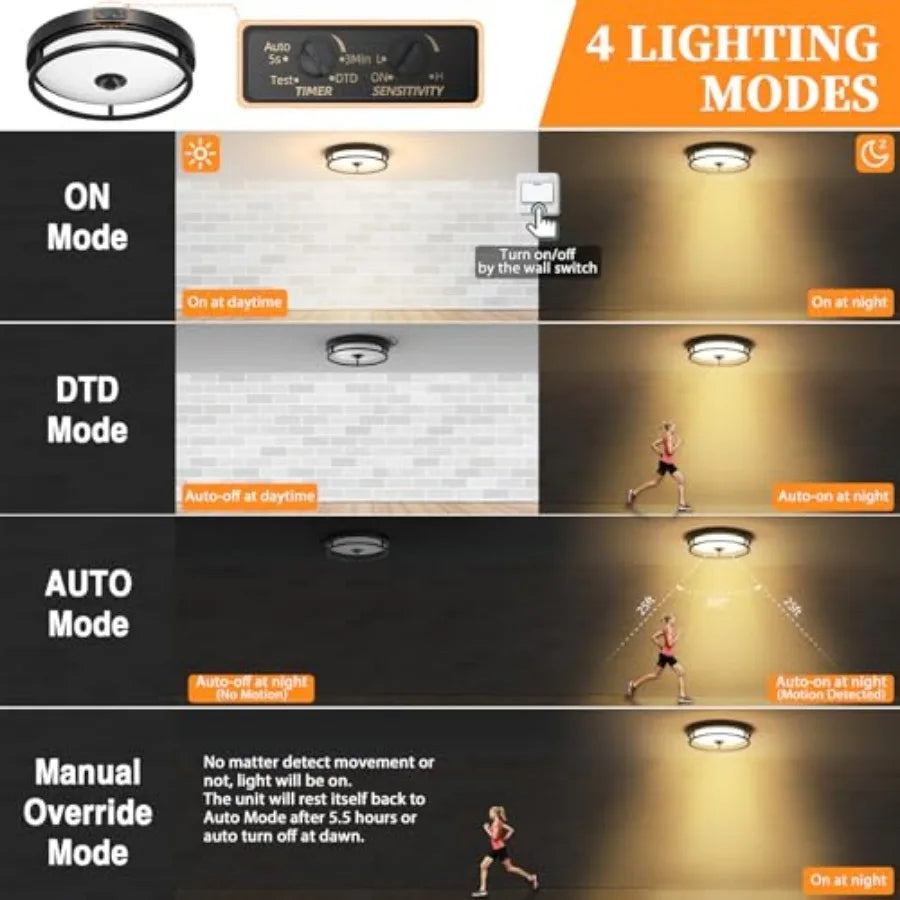 Motion Sensor Outdoor LED Ceiling Light With Dusk To Dawn