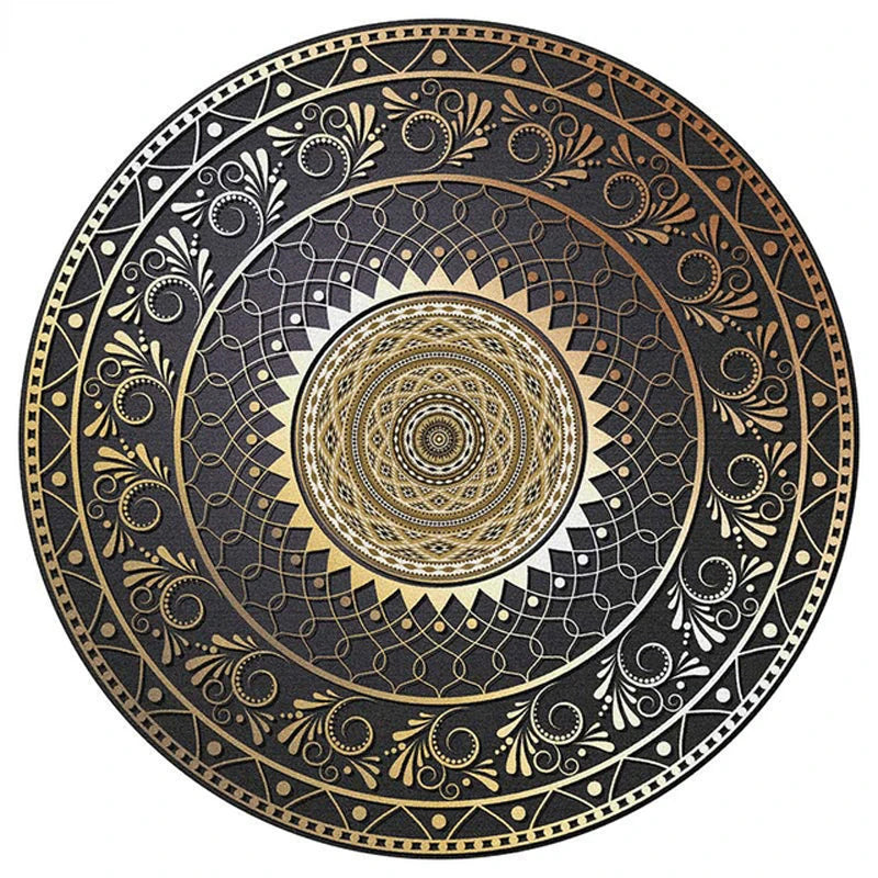 Round European Style Thick Polyester Anti-Slip Living Room Rug