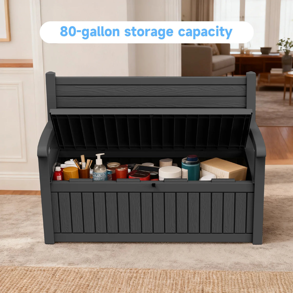 Weather Resistant Plastic Outdoor Patio Storage Bench For Garden
