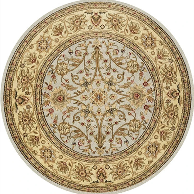 Round European Style Thick Polyester Anti-Slip Living Room Rug