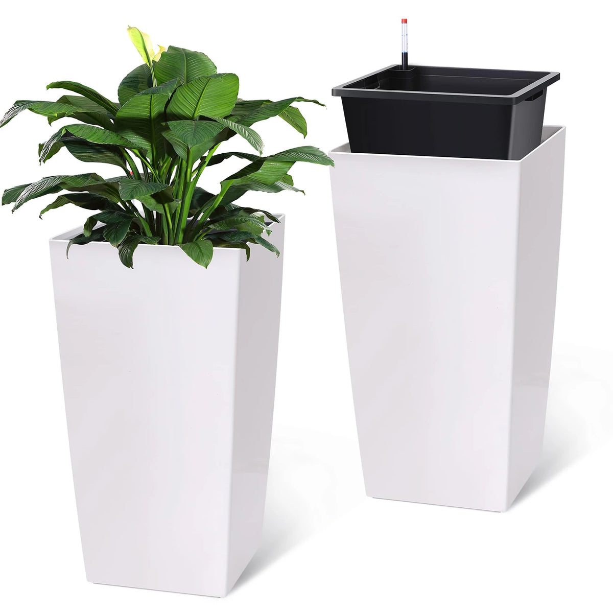 HiMISS Self Watering Planters With Drainage For Indoor Outdoor Plants