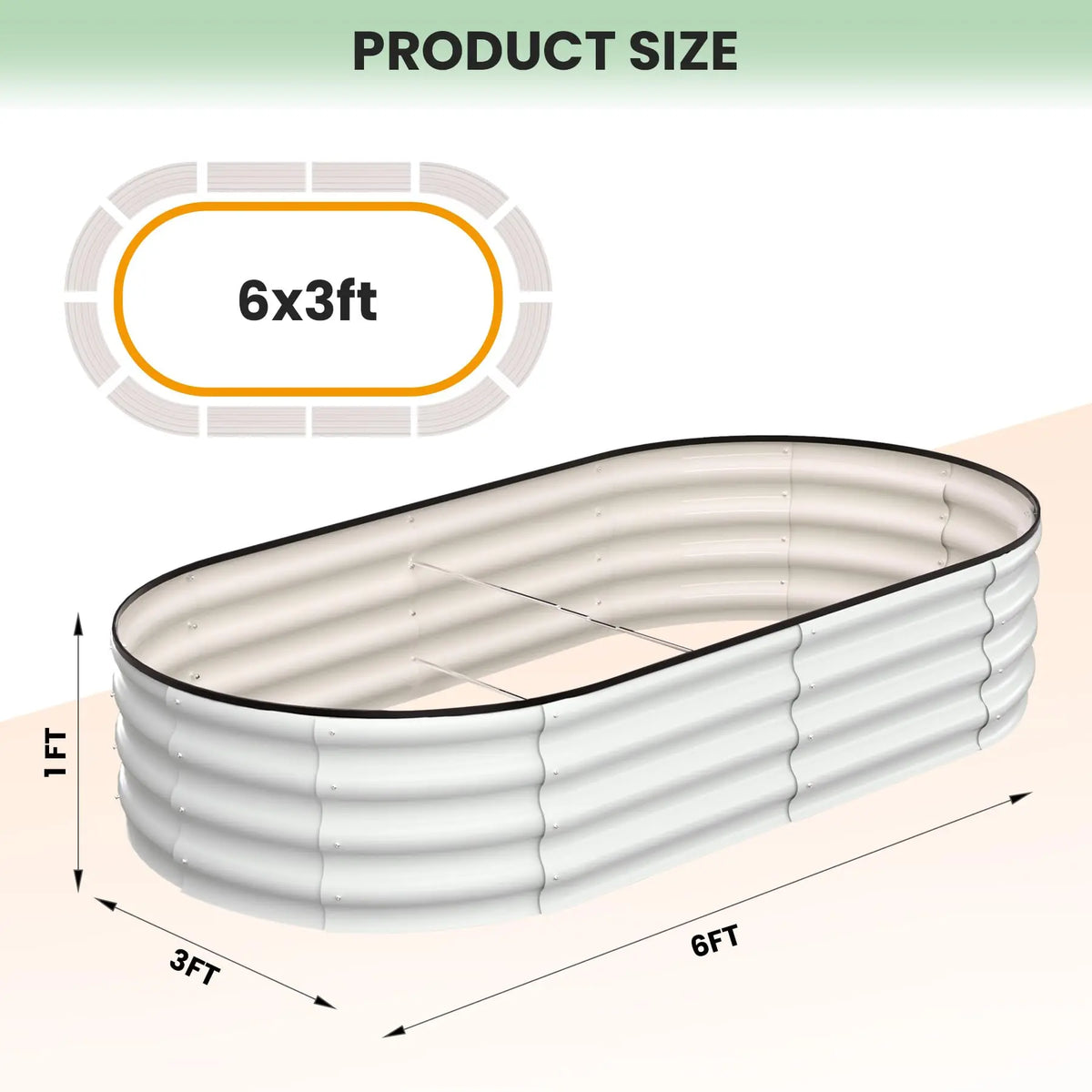 HiMISS Oval Galvanized Steel Raised Herb And Vegetable Garden Bed