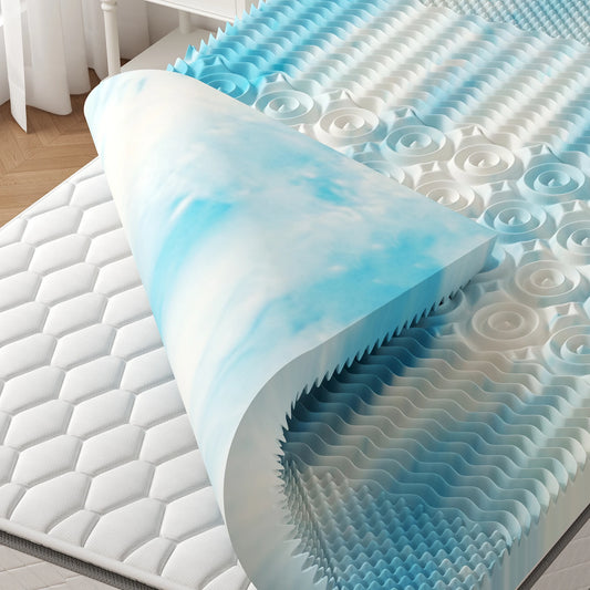 JHK Cooling Gel Memory Foam Topper With Five Zone Pressure Relief