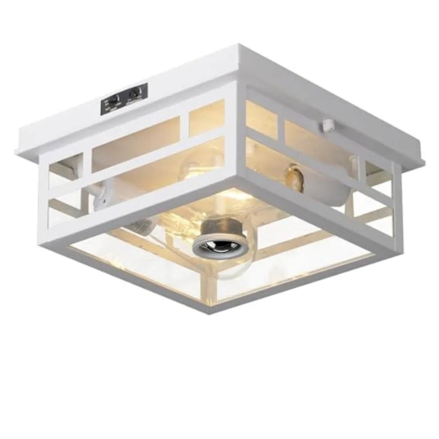 Outdoor Motion Sensor Flush Mount Ceiling Light With Clear Glass