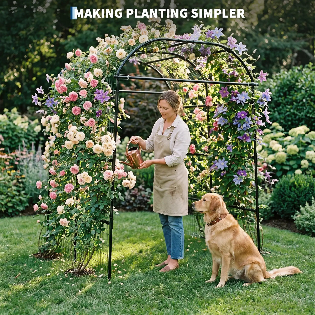 HiMISS Metal Garden Arch Trellis For Climbing Plants