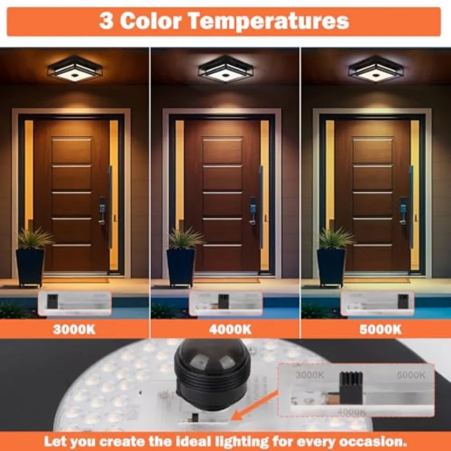 LED Motion Sensor Outdoor Flush Mount Ceiling Light Fixture