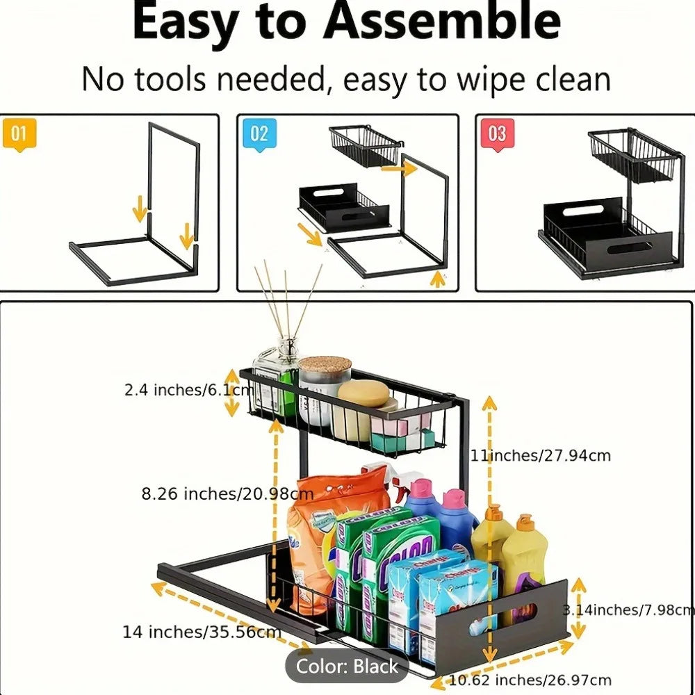 Stainless Steel Sliding Pull Out Kitchen Cabinet Organizer