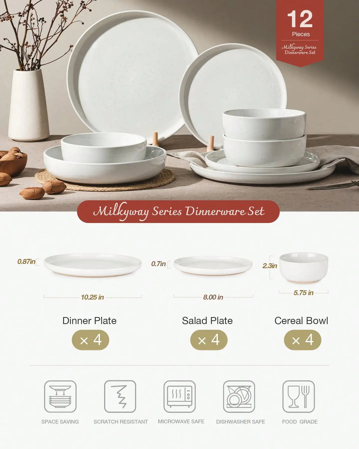 Modern Ceramic Dinnerware Set With Microwavable Plates And Bowls