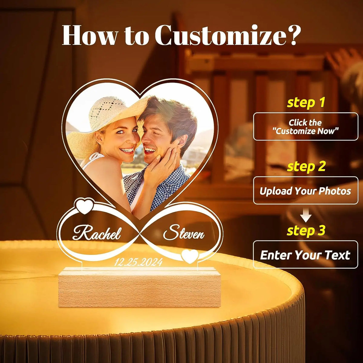 Personalized Acrylic Picture Frame For Wedding Anniversary Couple Gift