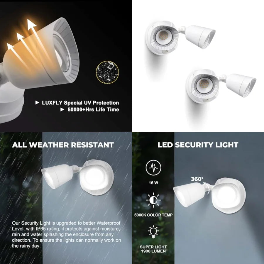Outdoor LED Flood Light With Adjustable Heads Waterproof Security Fixture