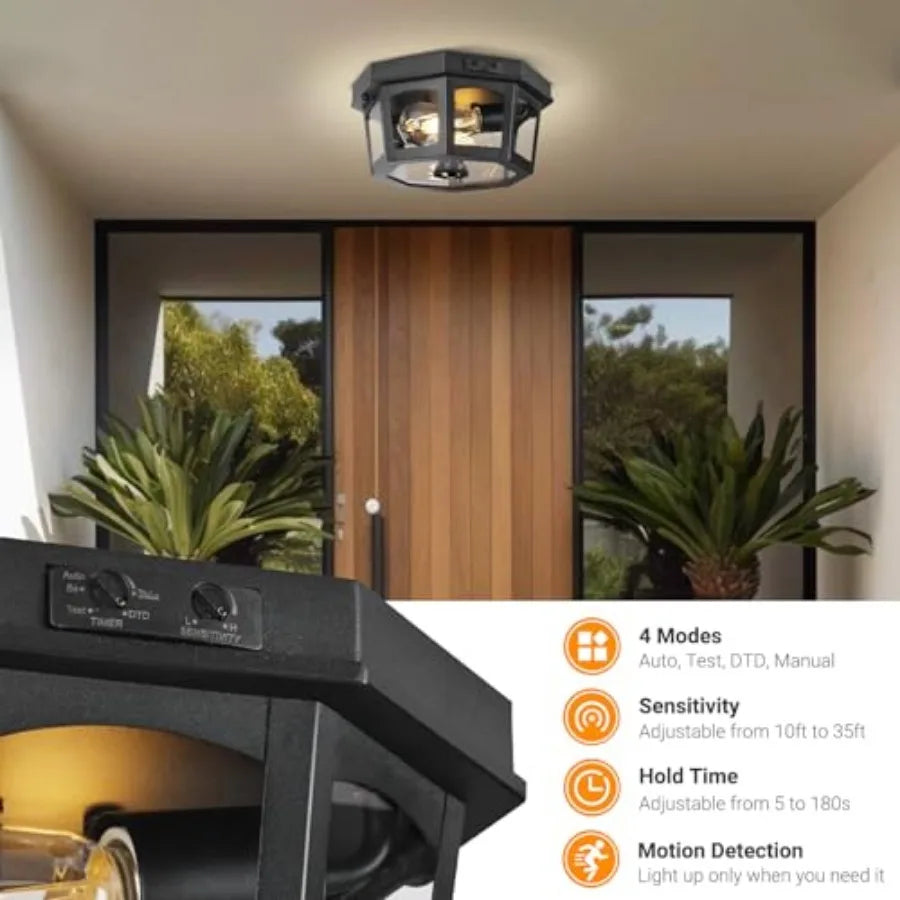 Outdoor Motion Sensor Ceiling Light, Dusk To Dawn Porch Fixture