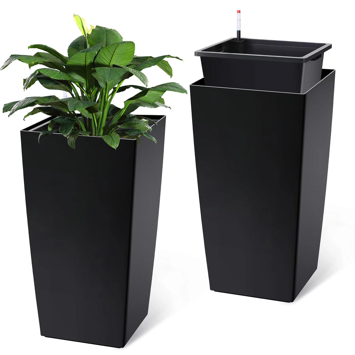 HiMISS Self Watering Planters With Drainage For Indoor Outdoor Plants
