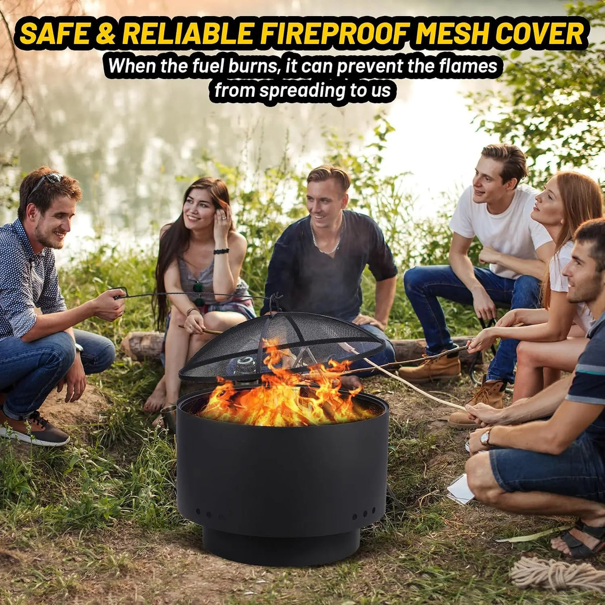 Tacleekii Smokeless Outdoor Fire Pit With Protective Cover