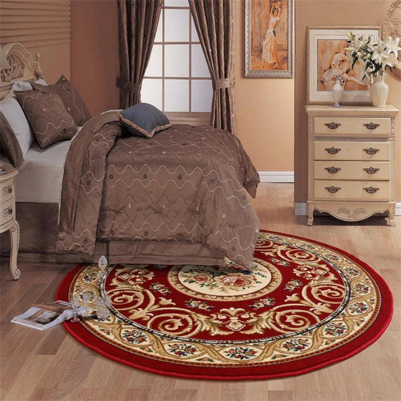 Round European Style Thick Polyester Anti-Slip Living Room Rug