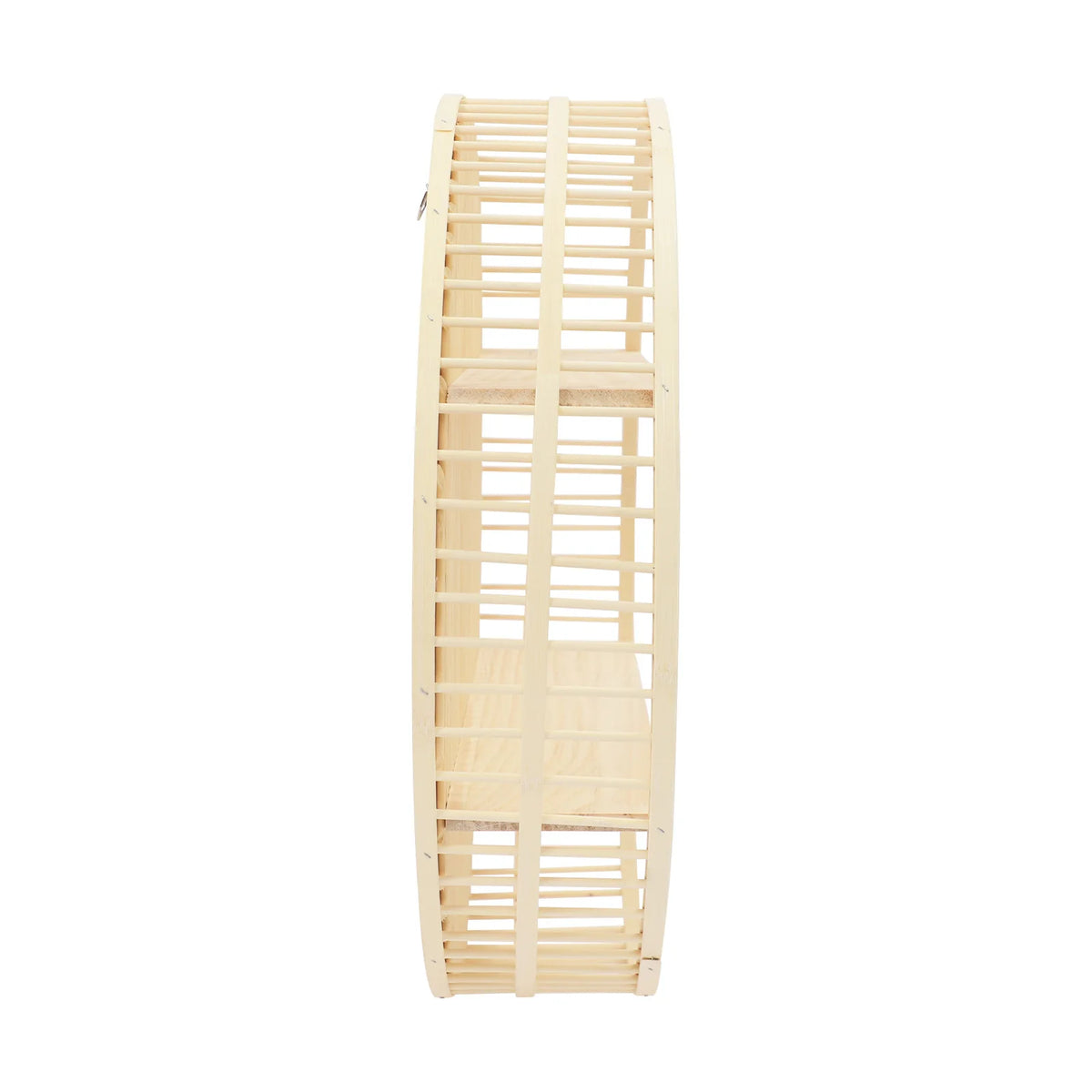 Round Two Tier Bamboo Wall Shelf For Home Display Storage