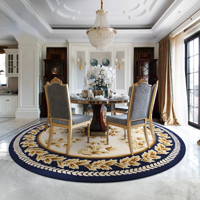 Round European Style Thick Polyester Anti-Slip Living Room Rug