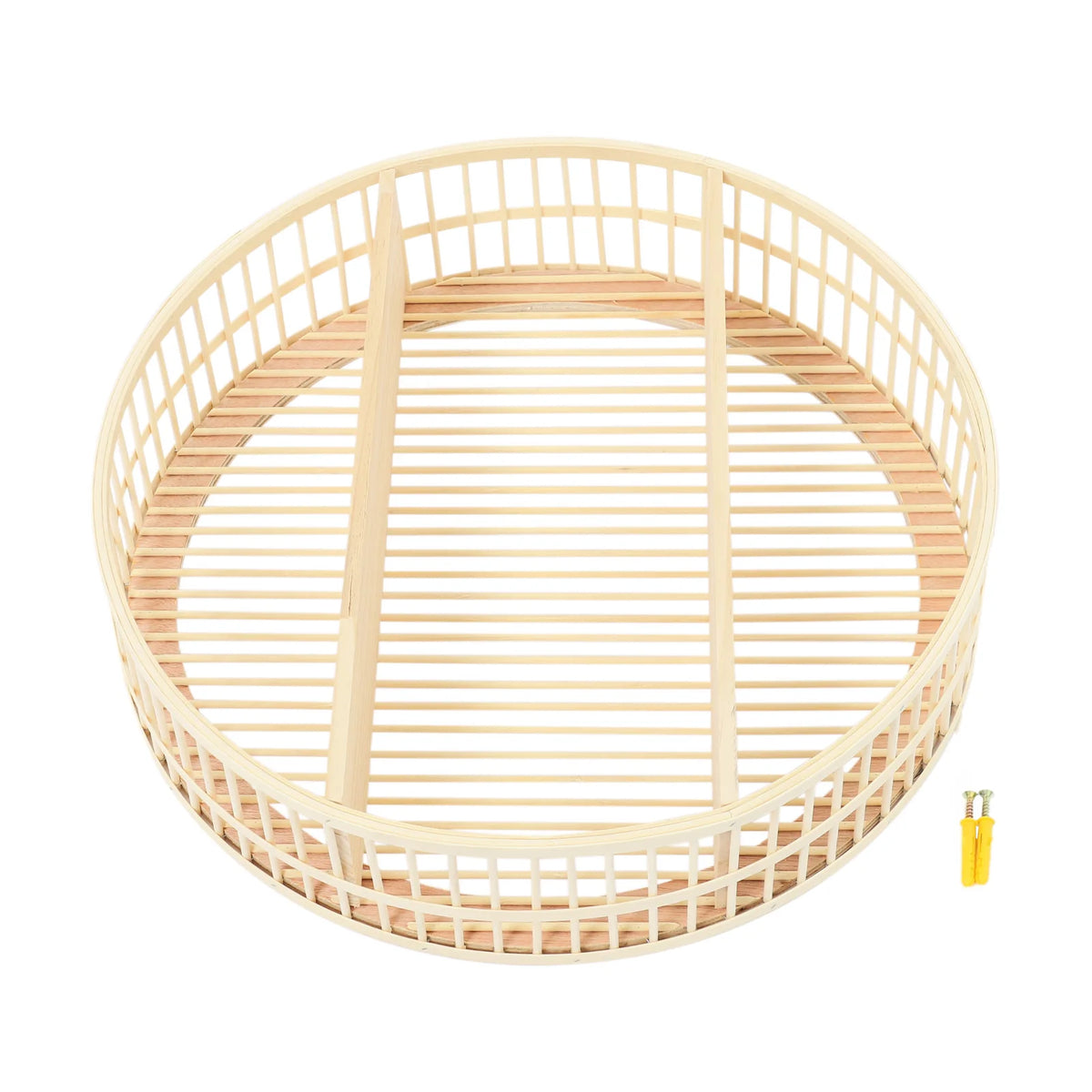 Round Two Tier Bamboo Wall Shelf For Home Display Storage