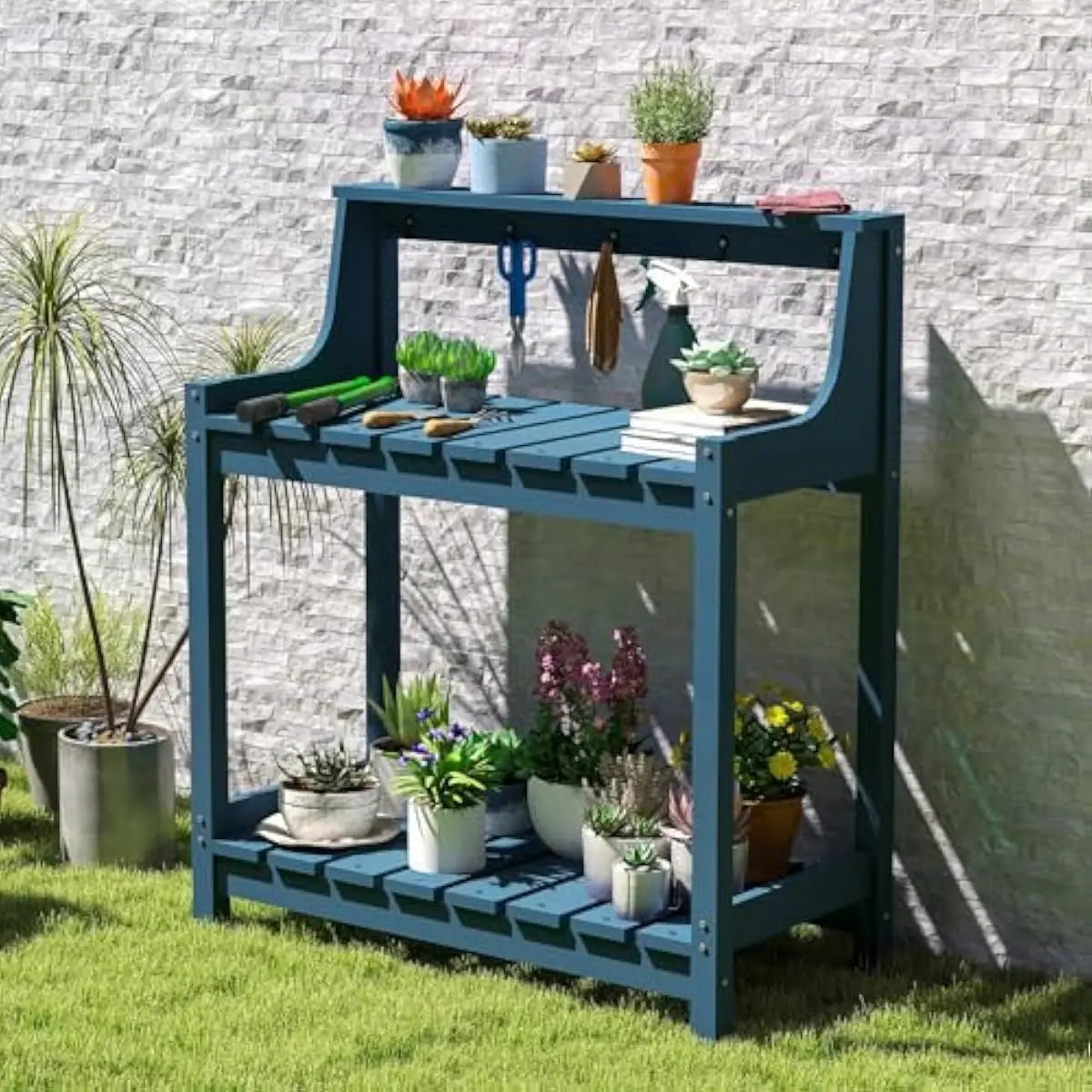 All Weather HDPE Outdoor Potting Bench With Tool Hooks