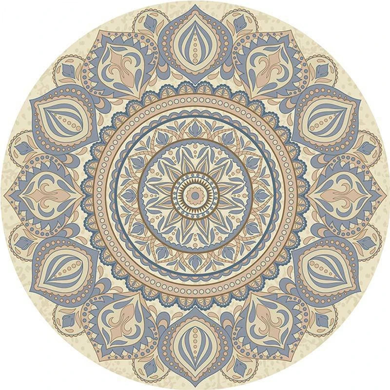 Round European Style Thick Polyester Anti-Slip Living Room Rug