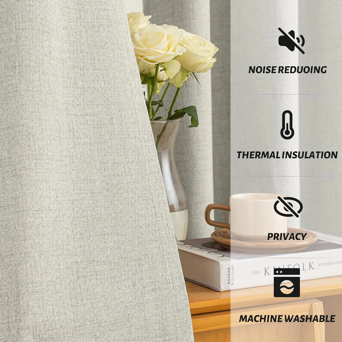 Custom Blackout Window Curtains With Static Cling And Ceiling Mount