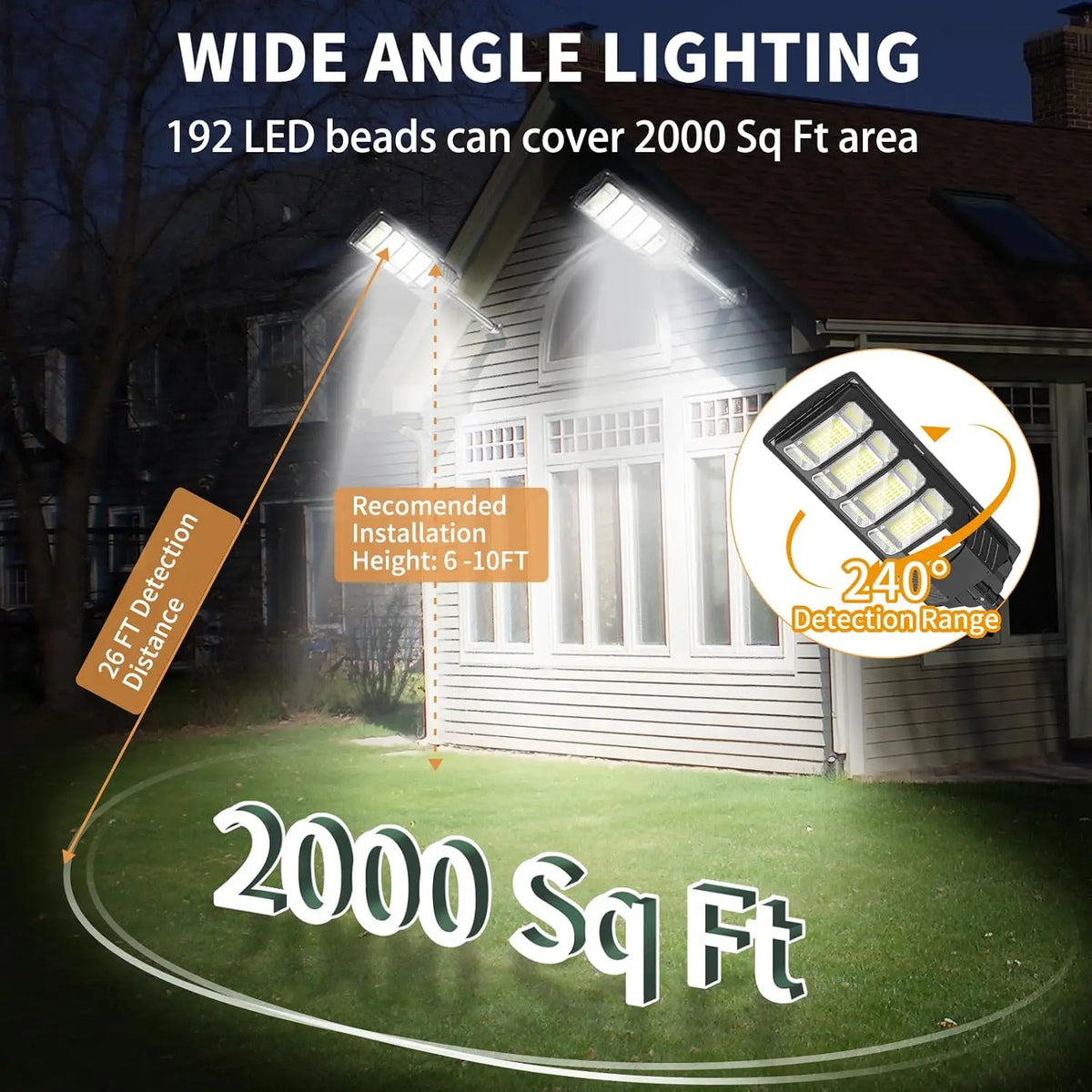 2Pack Solar Street Lights Outdoor Waterproof LED Automatic Remote Dimmable