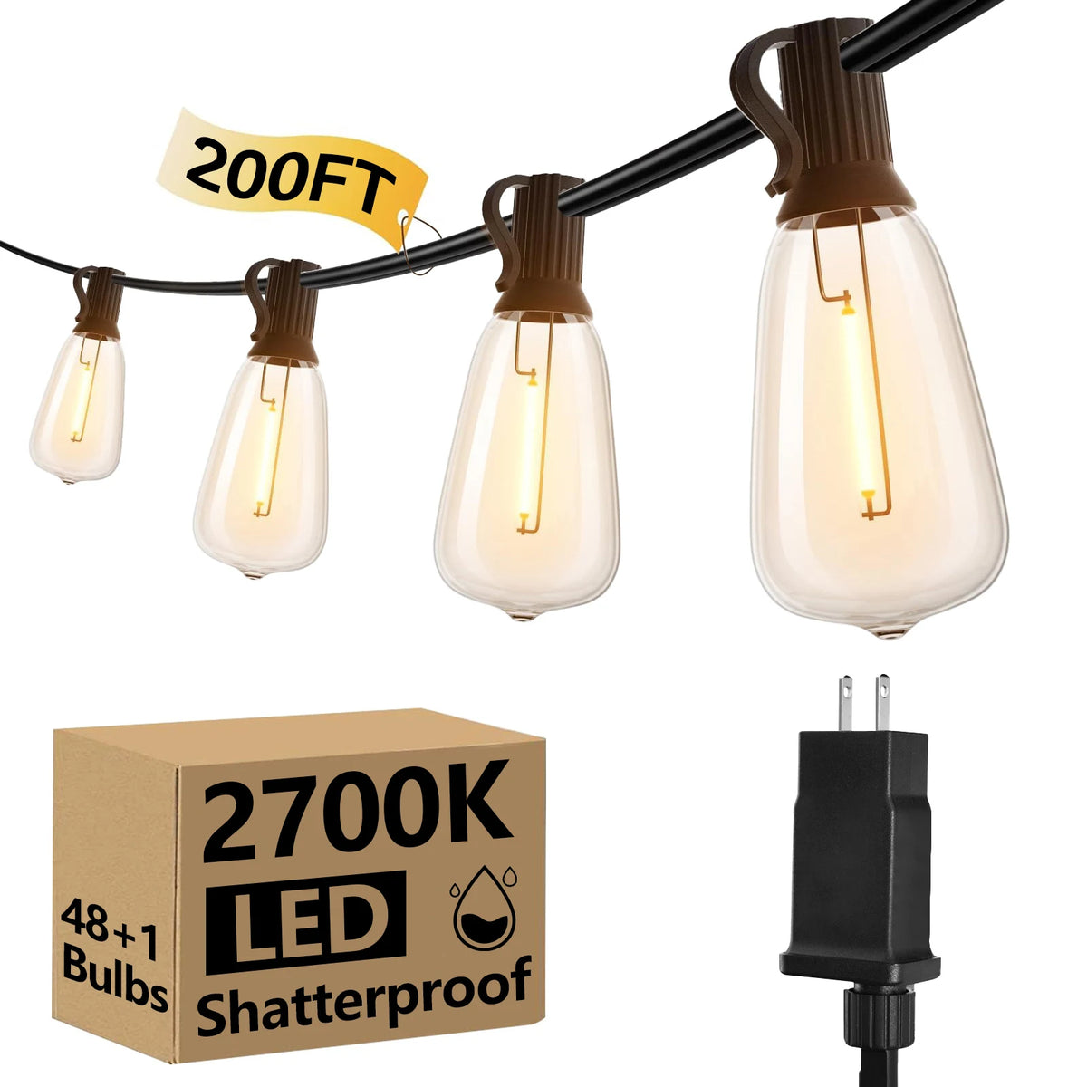 Durable LED Globe String Lights With Rugged Cables And Mounting Hooks