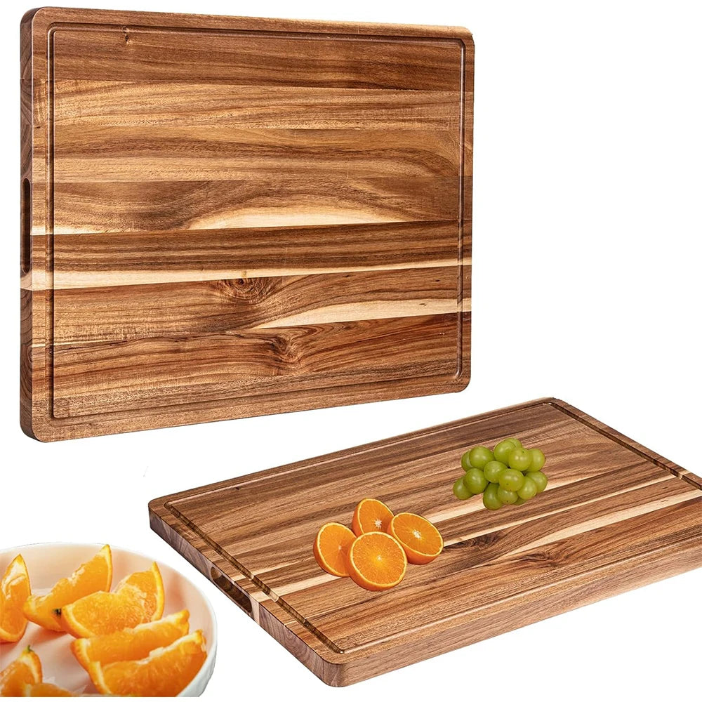Twister Reversible Wood Cutting Board With Juice Groove And Handle