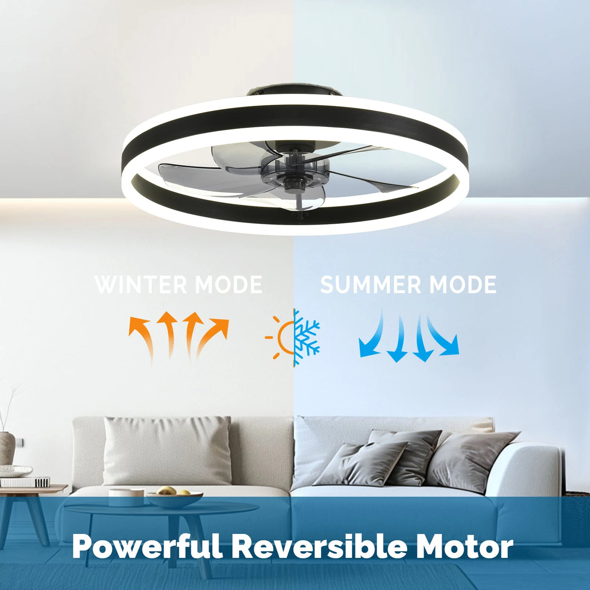 Orison Modern Flush Mount Ceiling Fan With Dimmable LED Remote