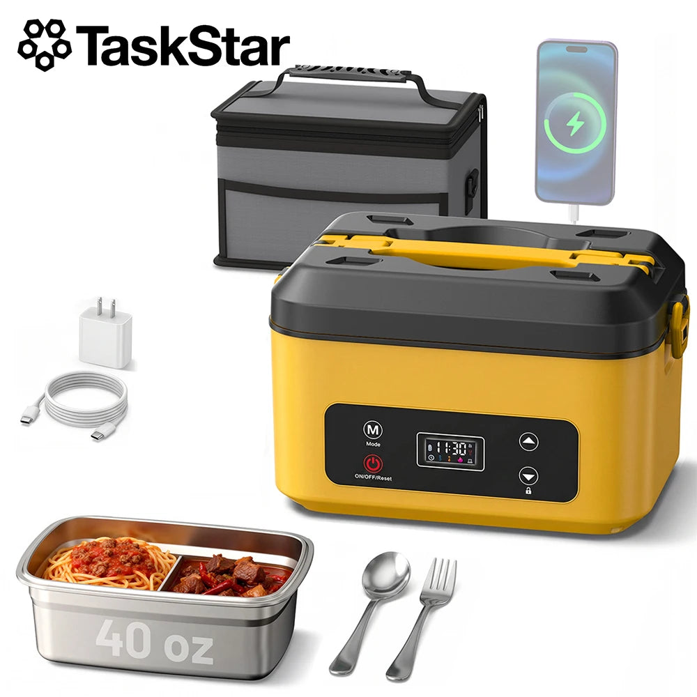 Portable Heated Lunch Box Cordless Food Warmer With Power Bank