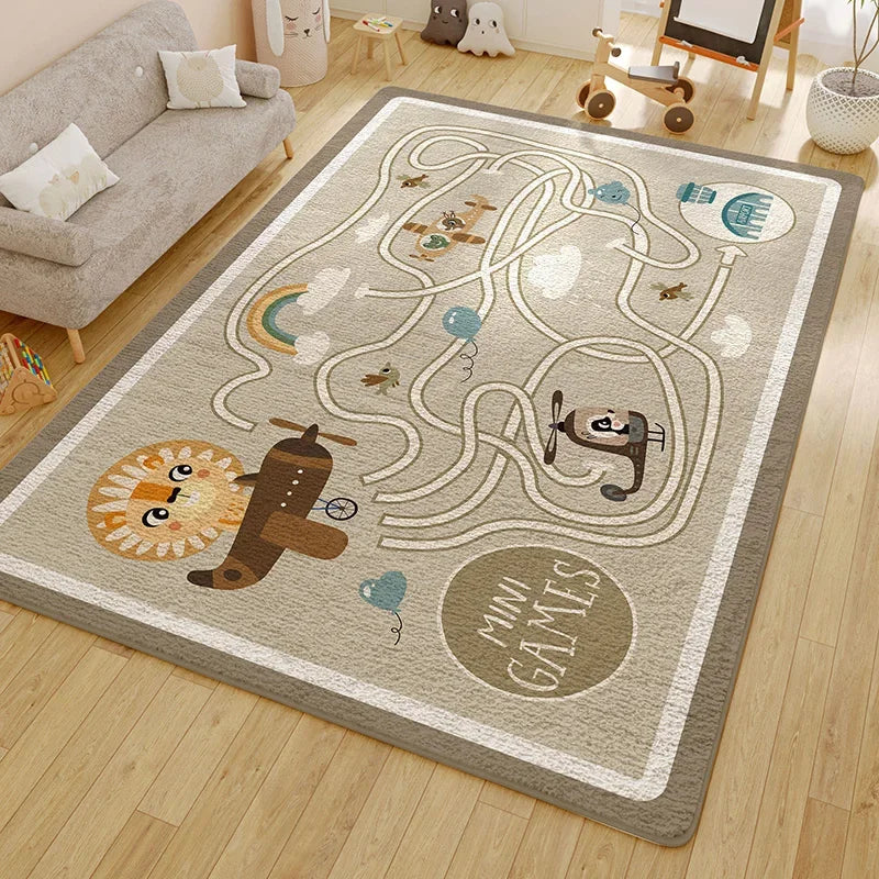 Washable Kids Room Carpet Modern Geometric Anti Slip Home Rug
