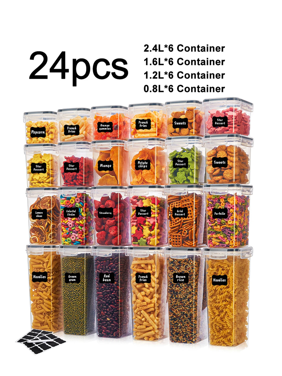 Airtight Food Storage Containers With Labels For Spices Grains Flour