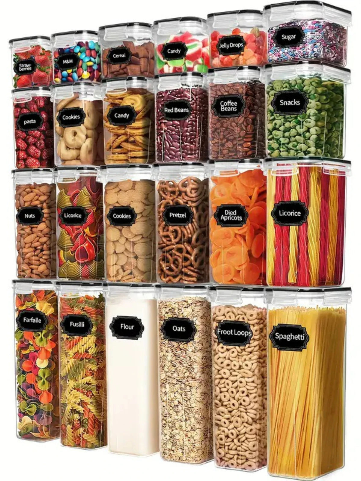 Airtight Food Storage Containers With Labels For Spices Grains Flour