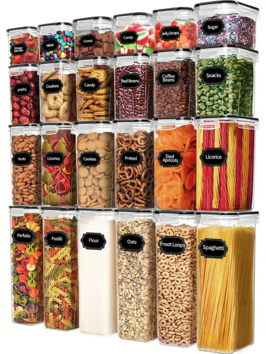 Airtight Food Storage Containers With Labels For Spices Grains Flour