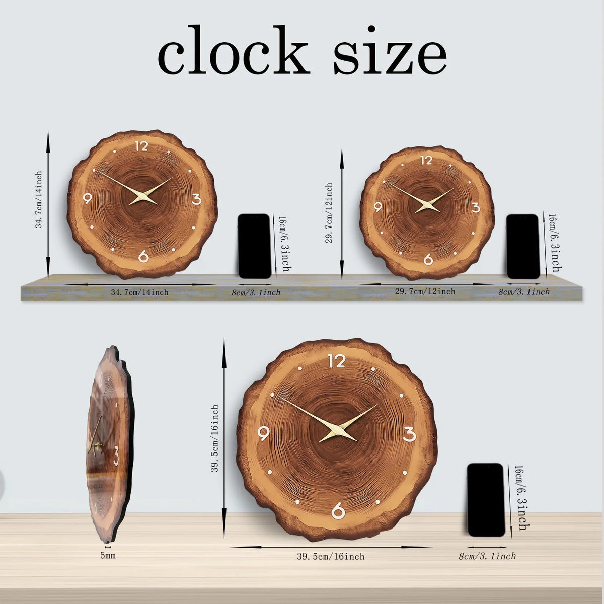 Choice Silent Wooden Wall Clock With Solid Wood Cross Section