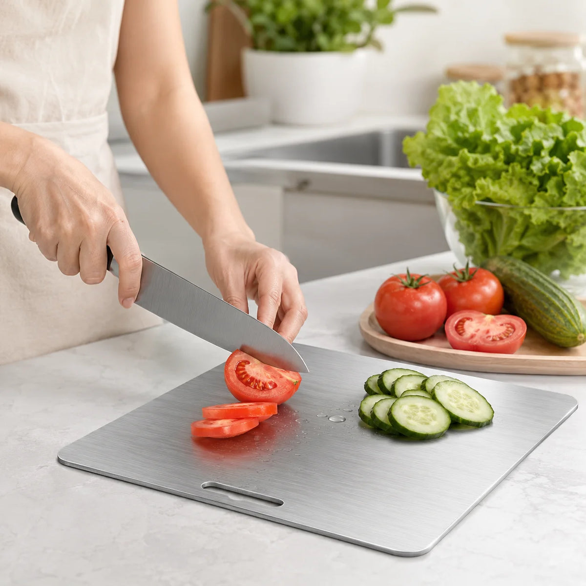 Titanium Reversible Cutting Board With Hanging Hole For Kitchen