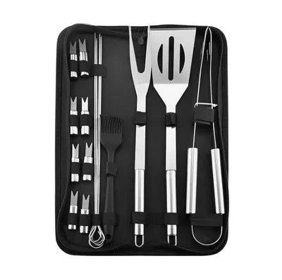 Stainless Steel Barbecue Grill Tool Set With Portable Cloth Bag