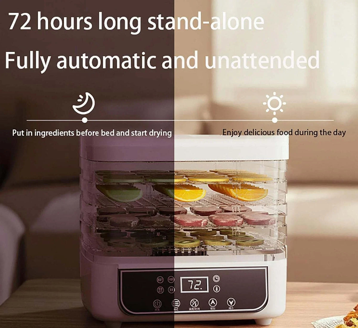 Electric Food Dehydrator With Adjustable Touch Control Panel