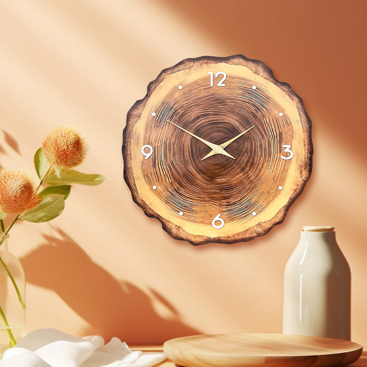 Choice Silent Wooden Wall Clock With Solid Wood Cross Section