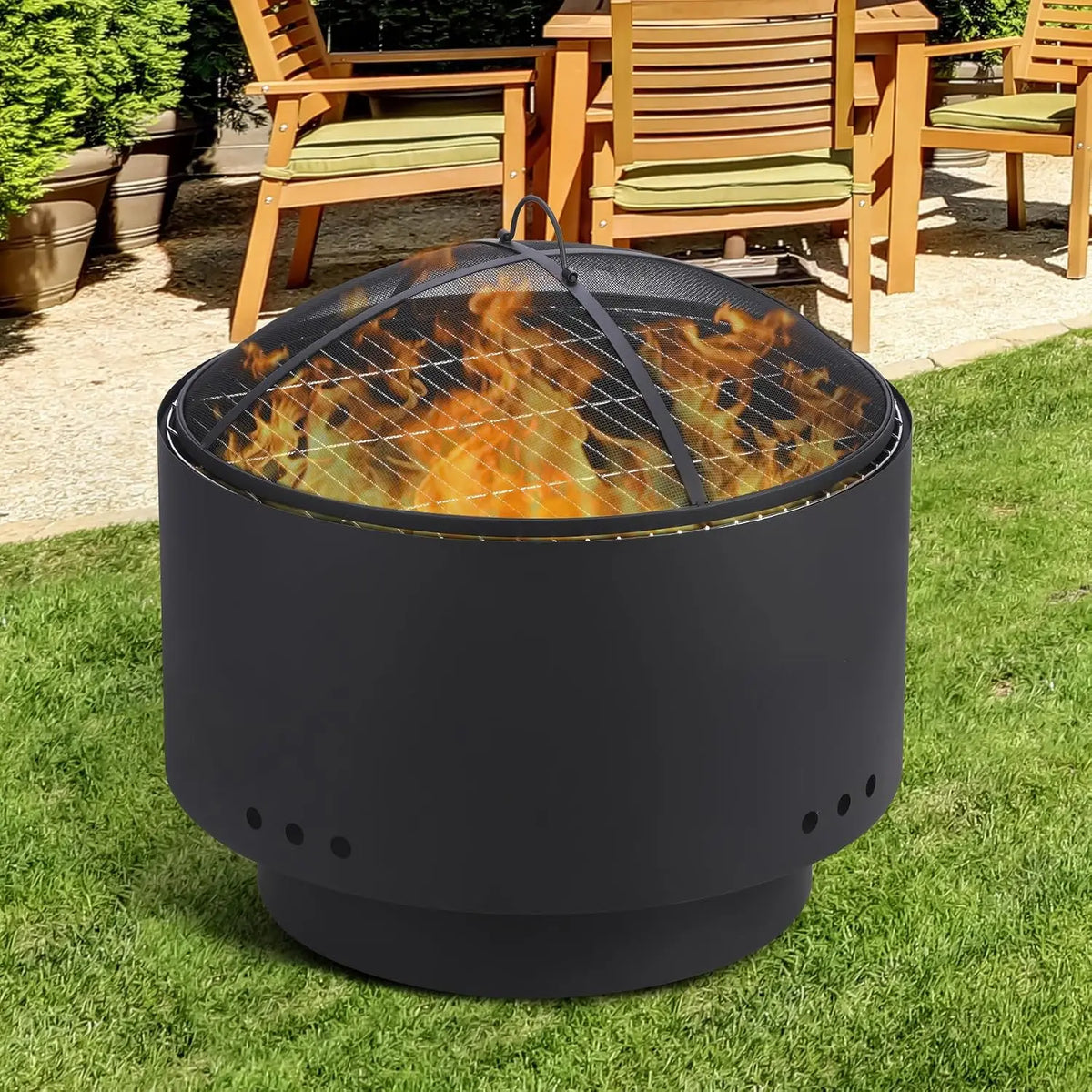 Tacleekii Smokeless Outdoor Fire Pit With Protective Cover
