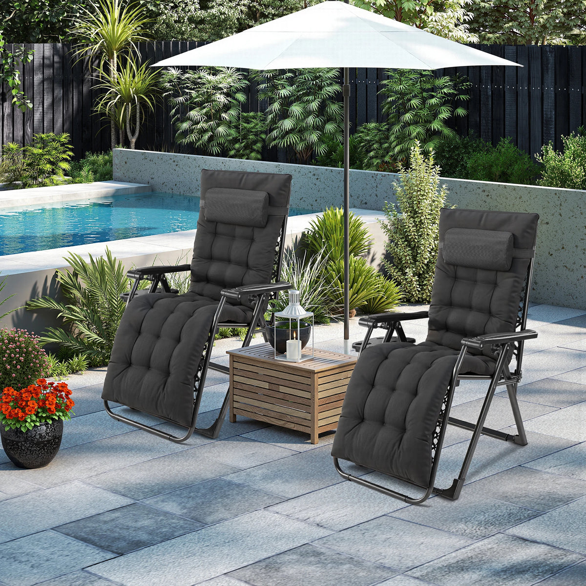 JHK Zero Gravity Recliner Folding Outdoor Patio Lounge Chair