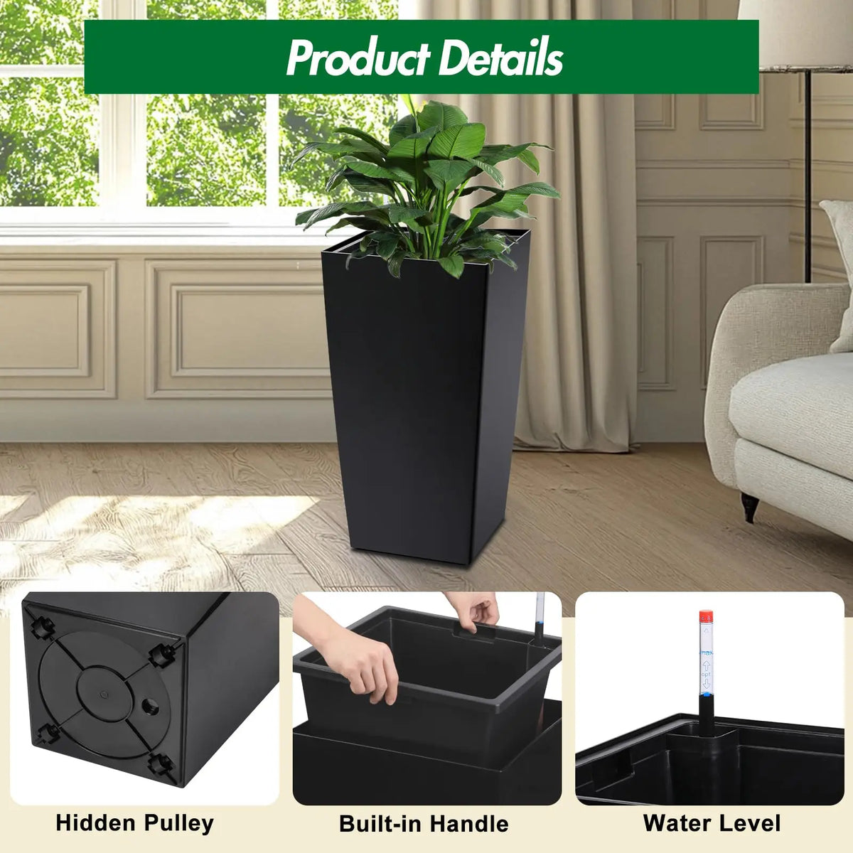 HiMISS Self Watering Planters With Drainage For Indoor Outdoor Plants
