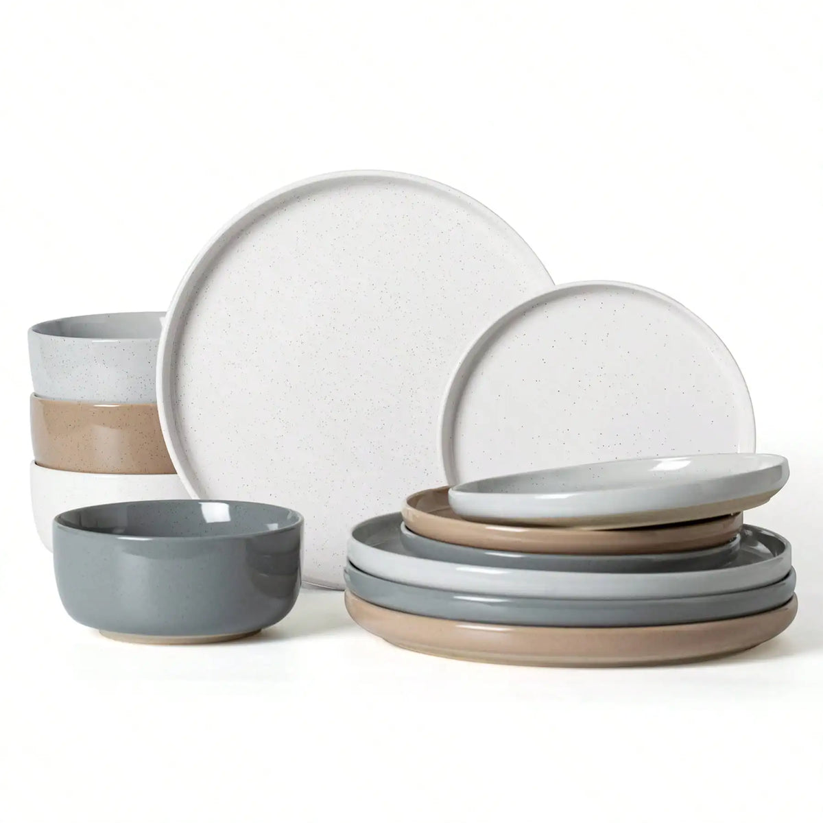 Modern Ceramic Dinnerware Set With Microwavable Plates And Bowls