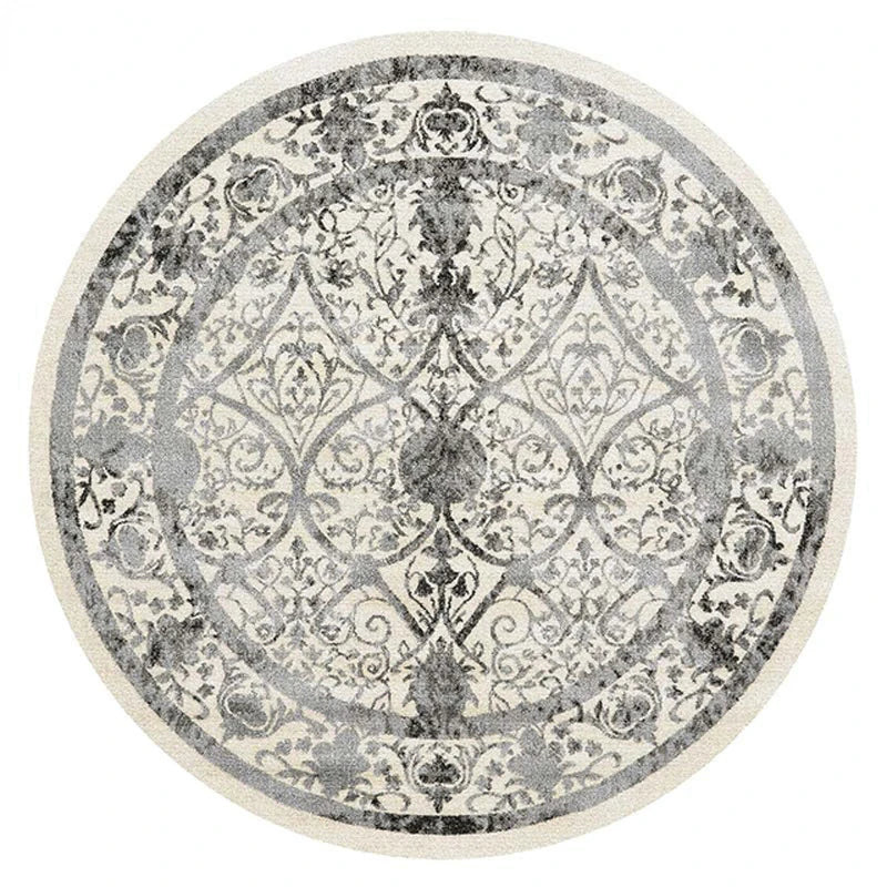 Round European Style Thick Polyester Anti-Slip Living Room Rug
